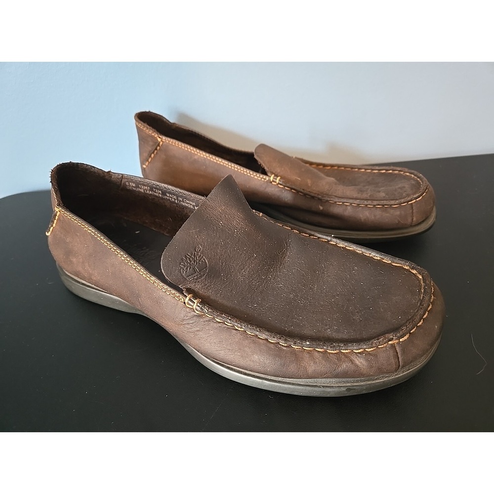 Timberland Smart Comfort Brown Genuine Leather Loafers Shoes 6.5M